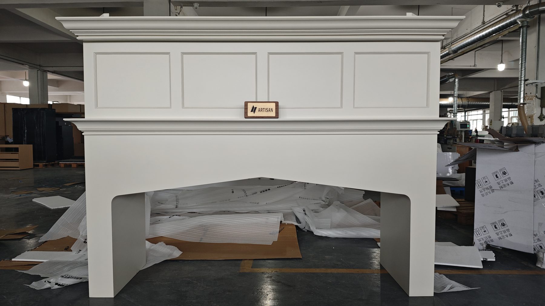 Painted mantel on the factory floor