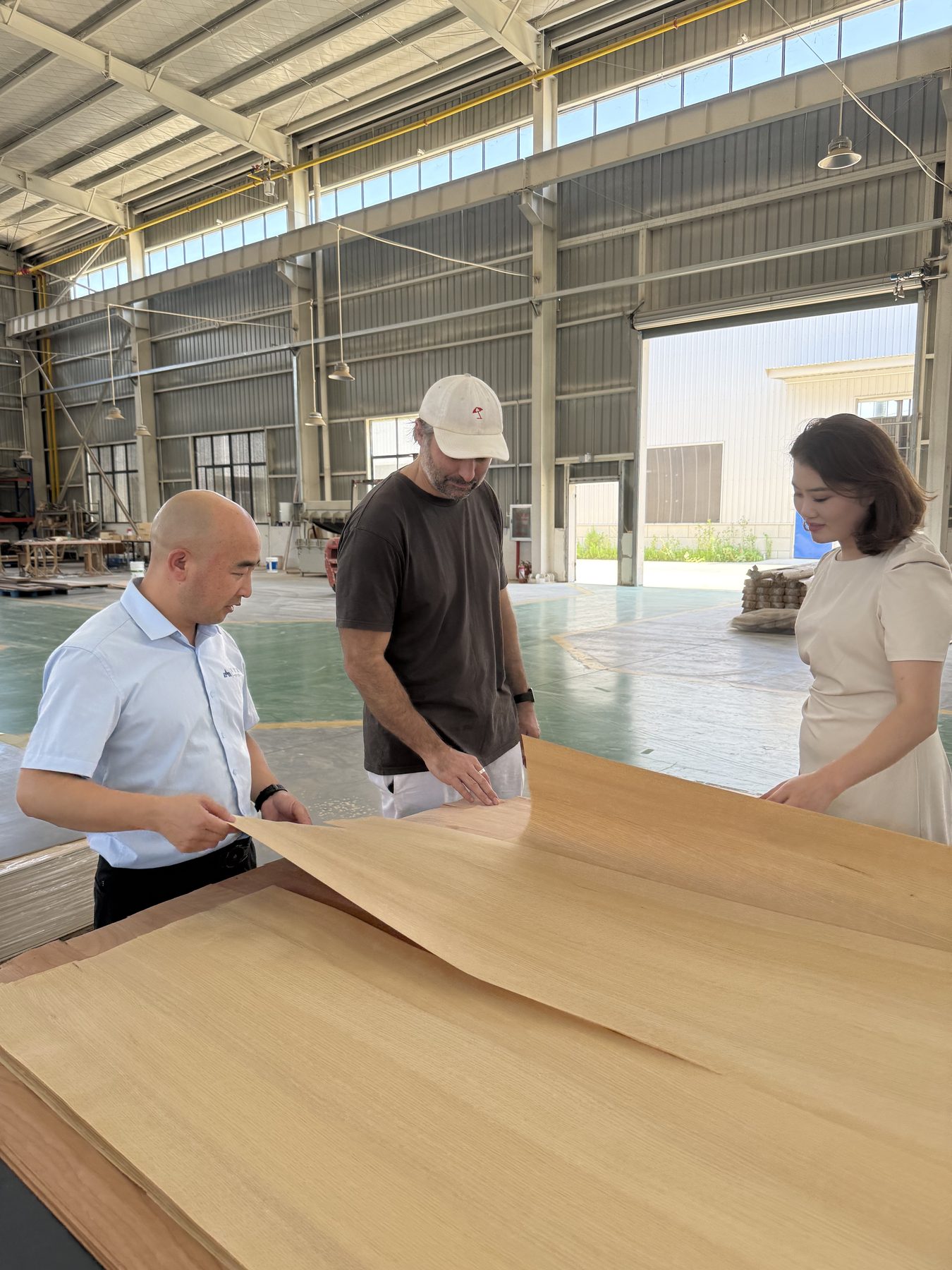 Selecting oak veneer on the mill floor